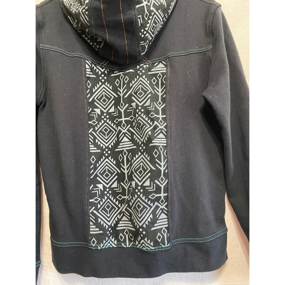 Cruel Girl Southwest Aztec Print Full Zip Hoodie Black Teal Orange Women Small - Picture 7 of 16